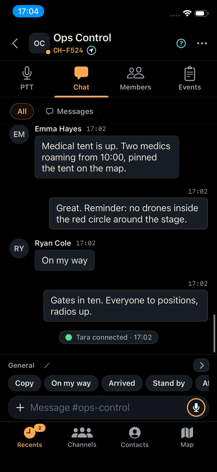 Channel chat and record
