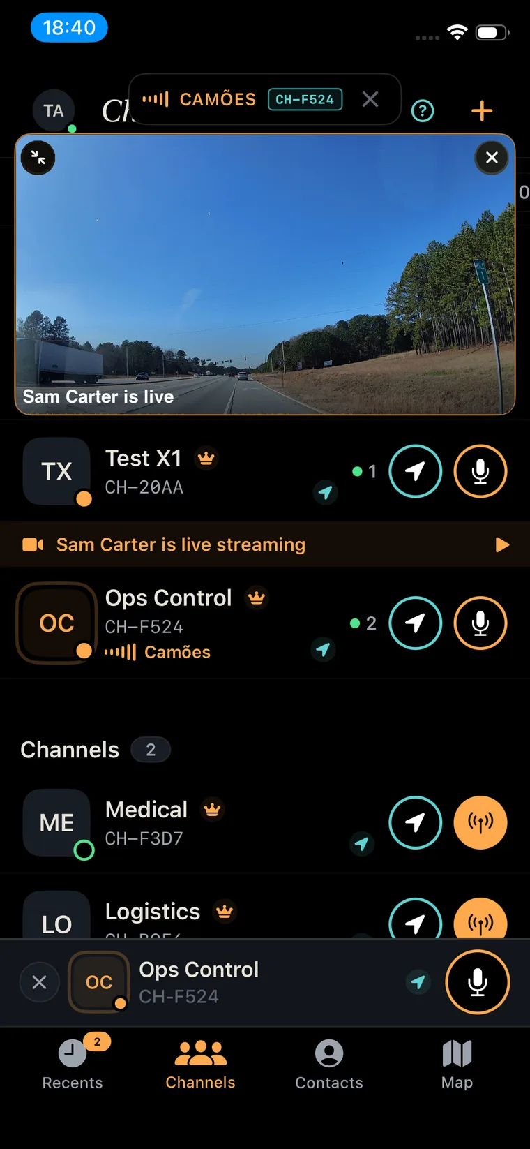 Live video stream